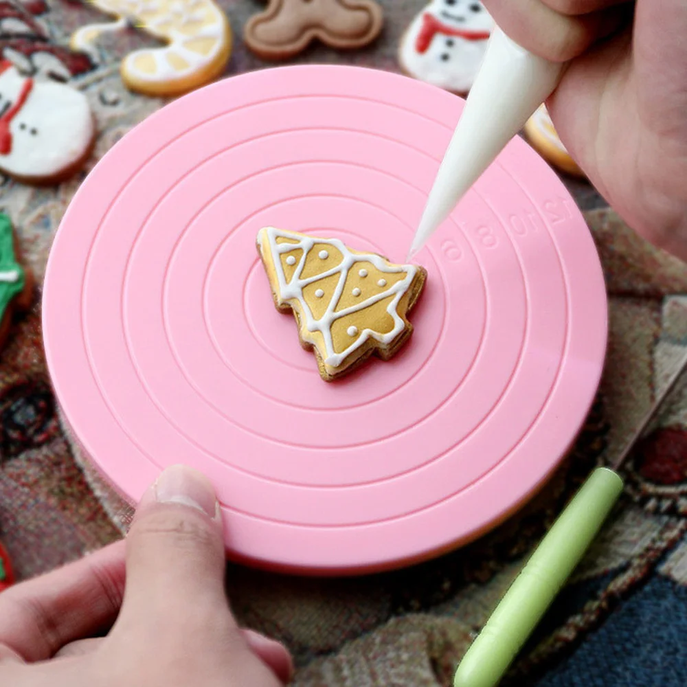 14cm Mini DIY Cake Rotary Table Plastic Fondant Cookie Turntable Revolving  Platform Round Cookie Stand Rotating Kitchen Tools