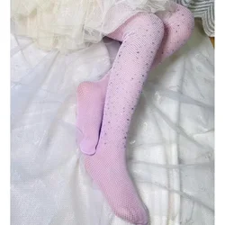 Sparkling Rhinestone Fishnet Tights - S 3-5 years old (Pink)