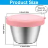 6Pcs 70ml Salad Dressing Container Stainless Steel Portable Silicone Lids Leakproof Dipping Sauce Condiment Box 6