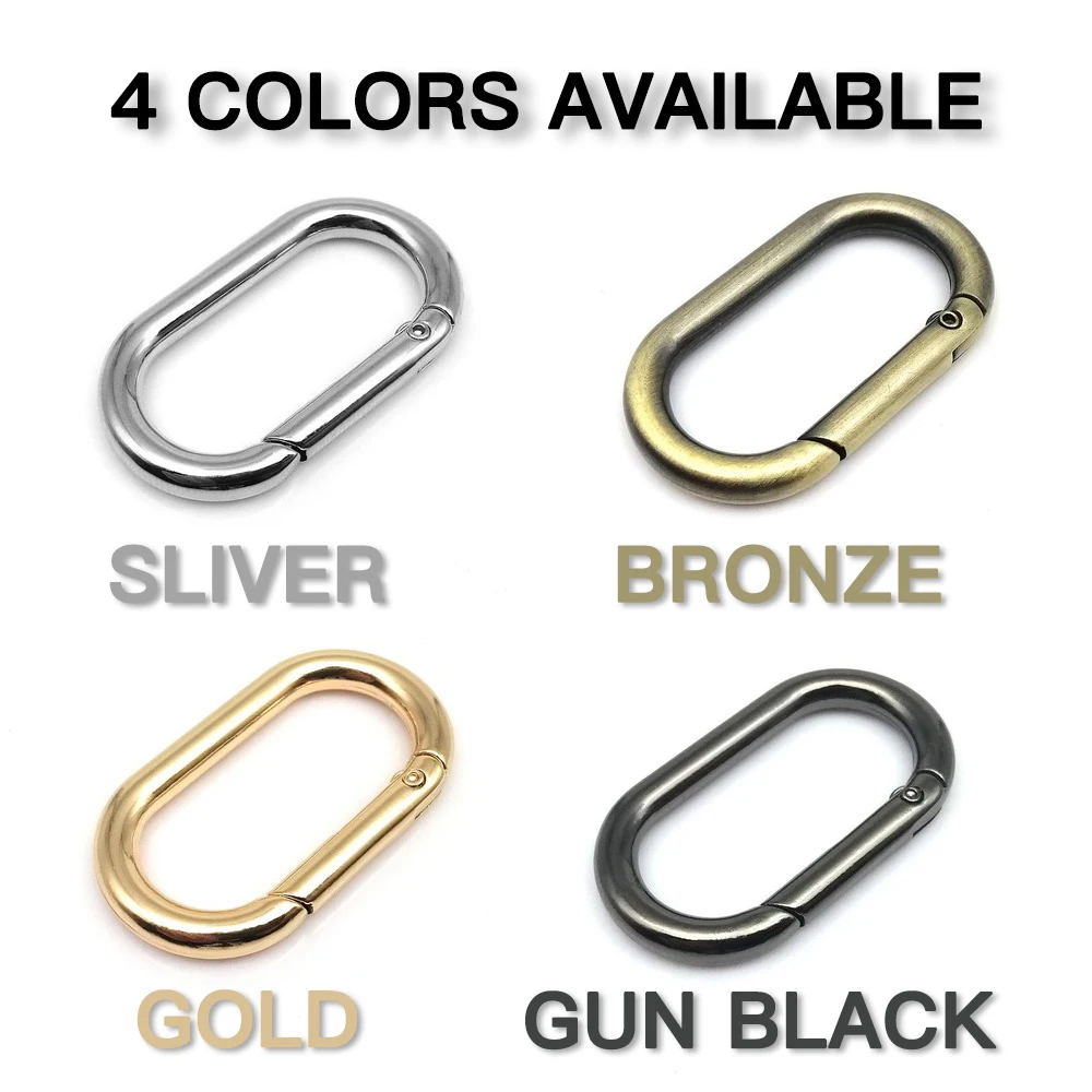 50PCS Oval Spring Openable Leather Bag Handbag Strap Buckle Connect Keyring Pendant Key Dog Chain Snap Clasp Clip Carabiner