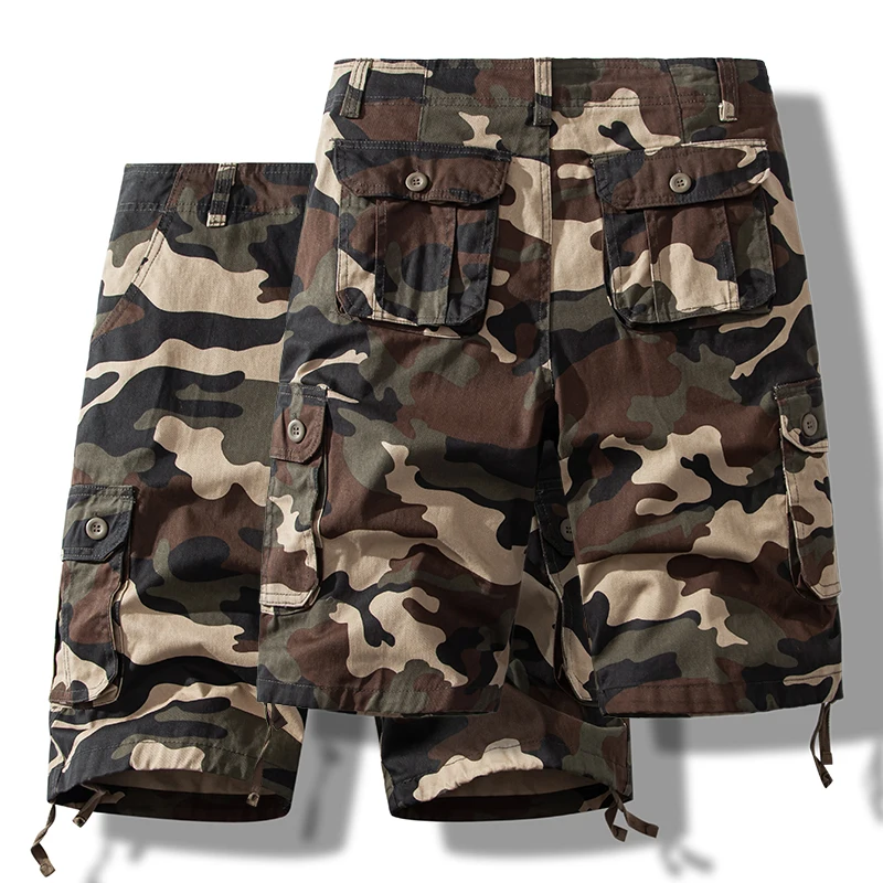 Mens Cargo Shorts Y2K Checkered Knee Shorts Homme Hunting Summer Overalls Camouflage Tactical Half Pants Cool Breathable Shorts