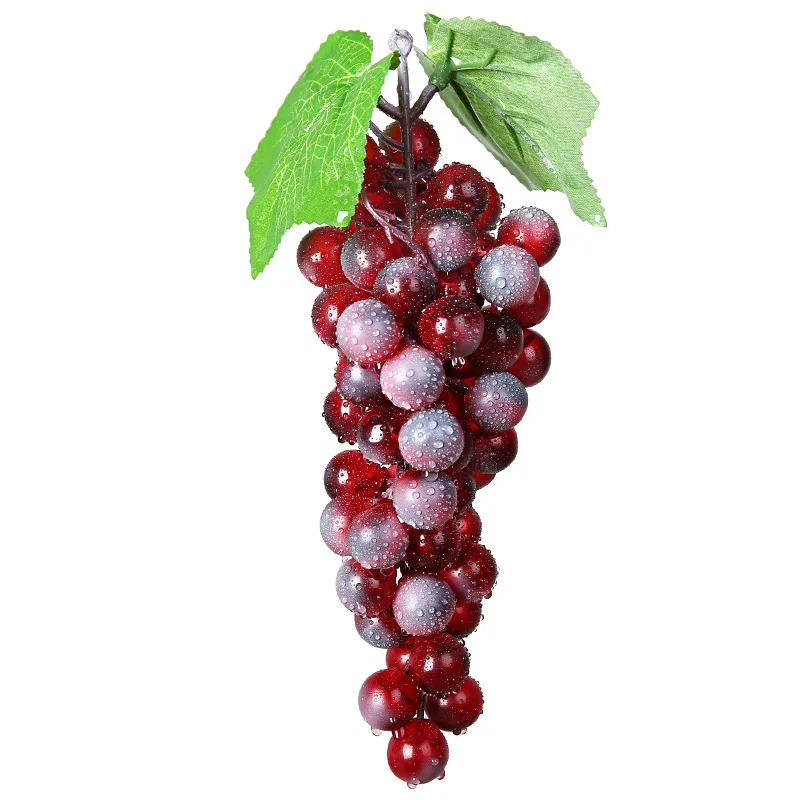 Artificial Fruits and Vegetables Artificial Grapes Real Touch Artificial Fruit Grapes Plastic Fake Leaves Christmas Home Garden Wedding Party Decoration Food Photography Props