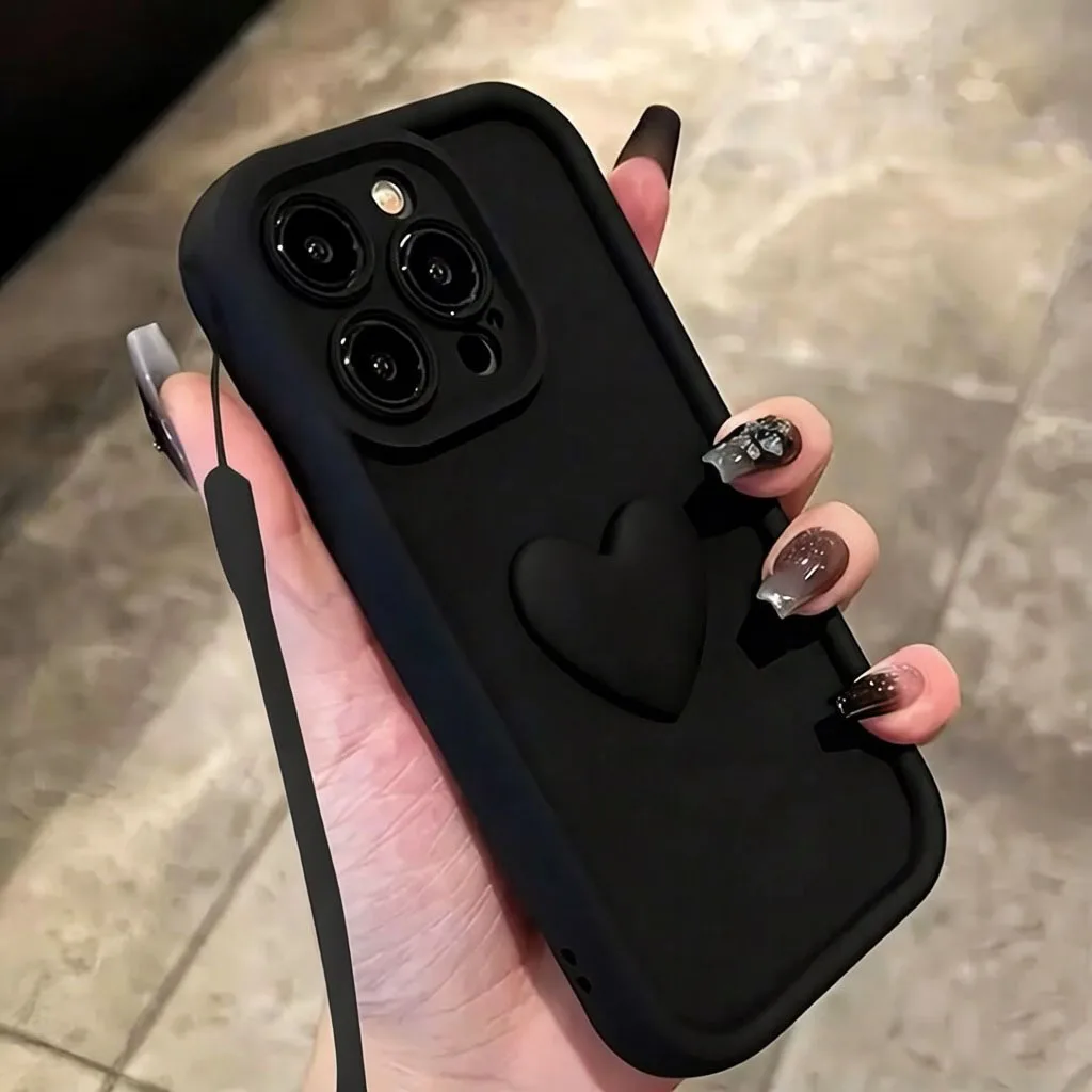 Cute 3D Love Heart Silicone Phone Case - Durable and Stylish Design