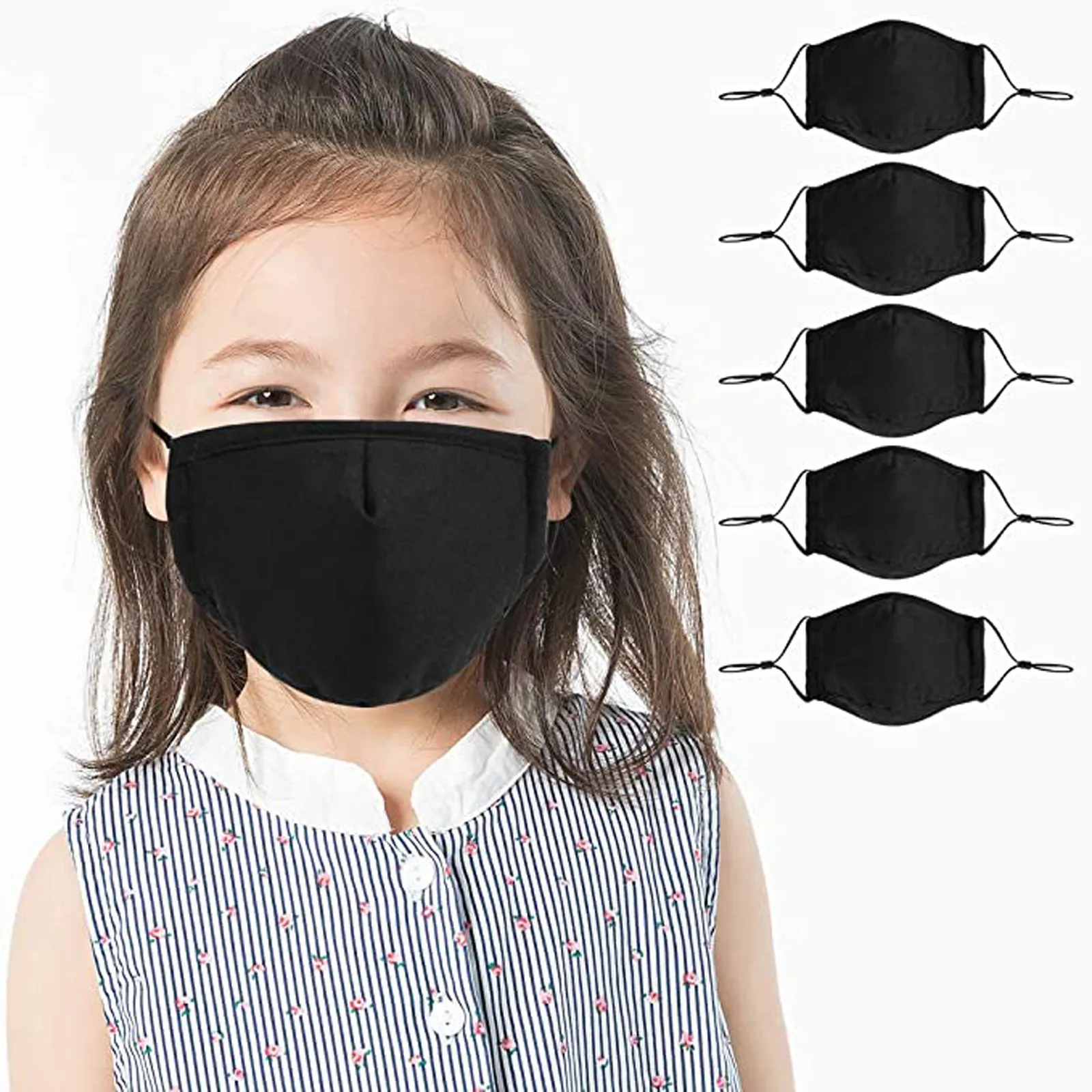 Kids Reusable, Washable Black Facial Cotton Covering Children Face For Cycling Travel Outdoors Includes 10pcs Filters Mascarilla 3