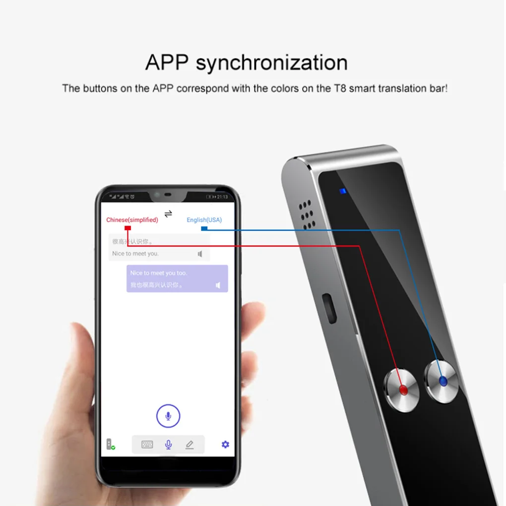 T8 Portable Mini Wireless Smart Translator 68 Multi-Languages Two-Way Real Time Translator for Learn Travel Business Meeting voice translator language translator