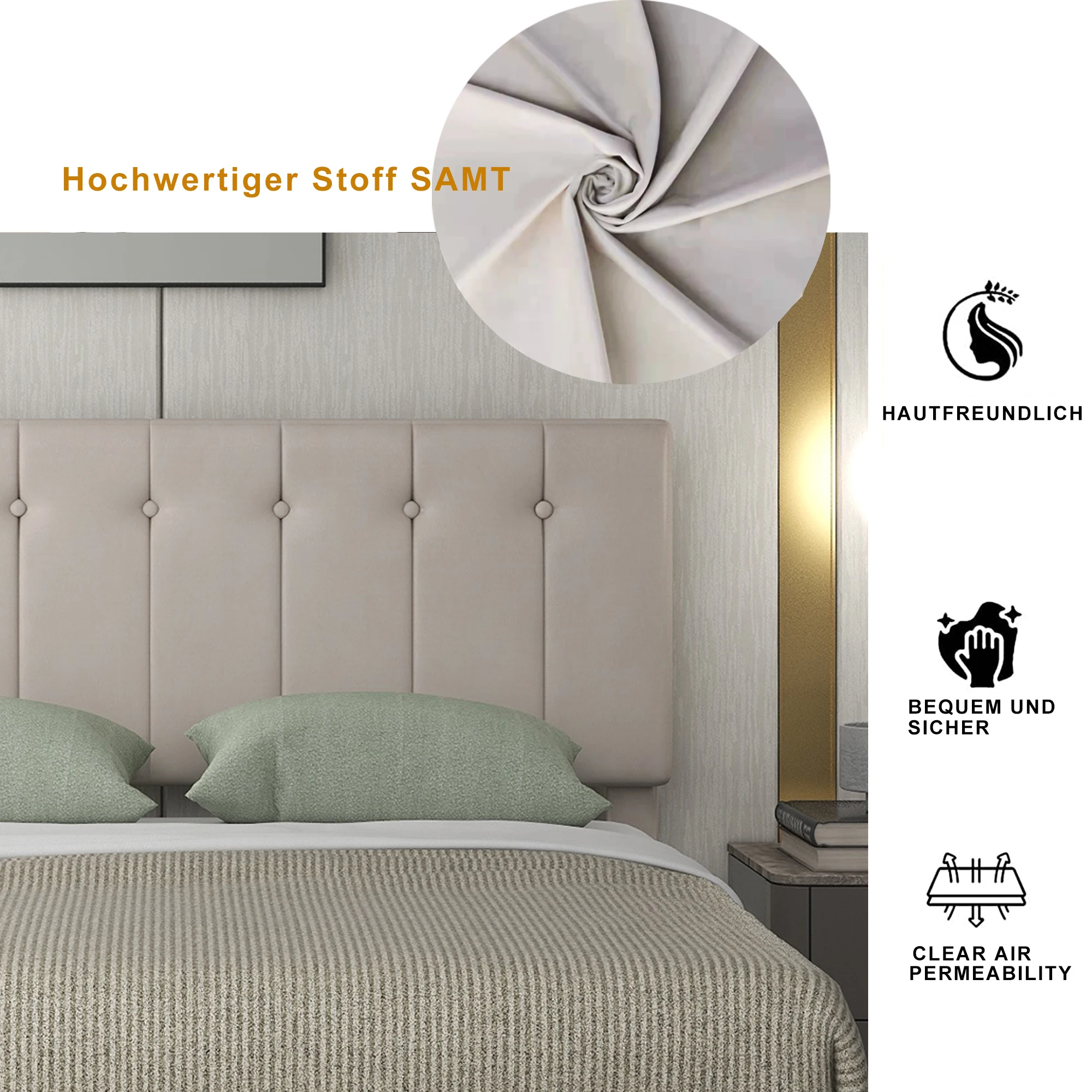 Polsterbett 140*200, Doppelbett mit hydraulisch anhebbarem Stauraum, höhenverstellbares Polsterkopfteil – Detail 7