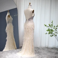 شارون سعيد-فساتين حفلات موسيقية فاخرة من ريش حورية البحر الأزرق ، أشرطة السباغيتي ، فستان سهرة في دبي ، فستان رسمي عربي ، SS004 1