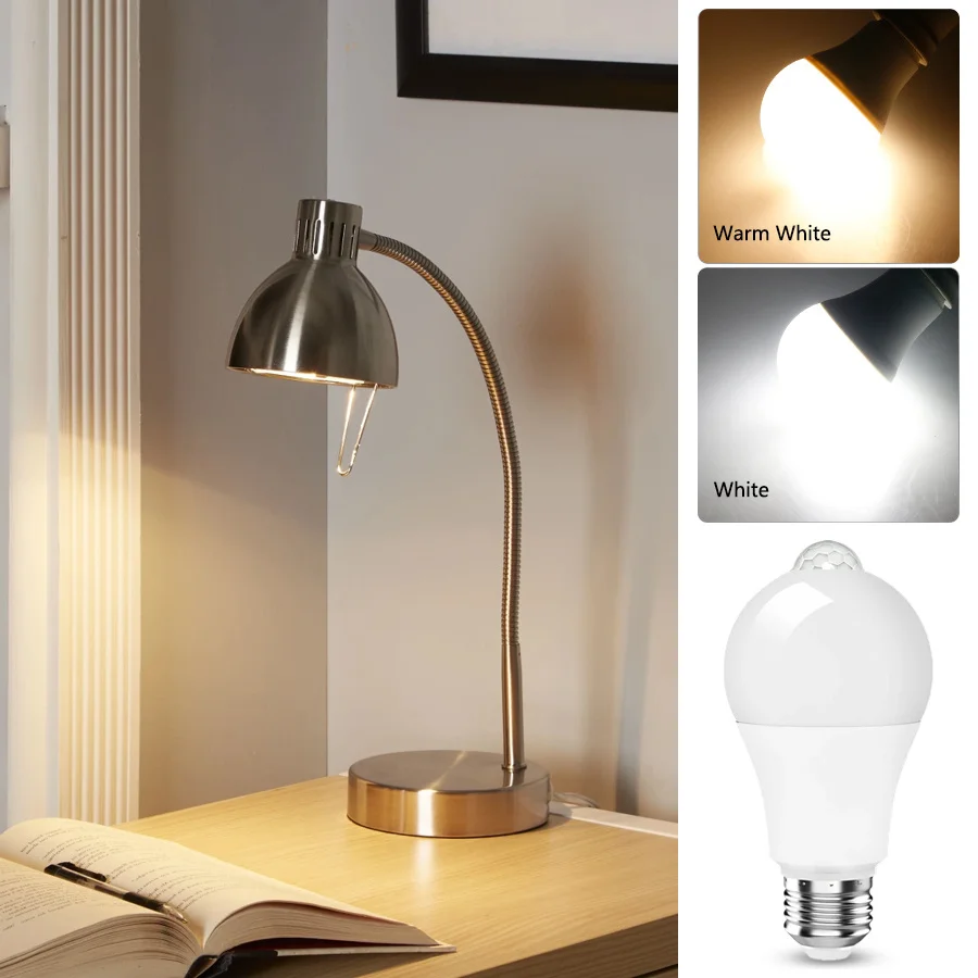 E27 B22 85-265V PIR 모션 센서 전구 12W 15W 18W 20W IP42 Led 램프 황혼 새벽 계단 통로 복도 비상 거실