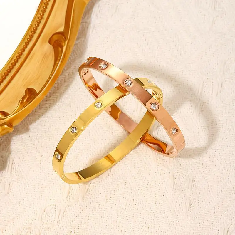 Bangle Bracelet Stainless Steel Bracelet 316L Cross Design Bracelets Bangle Gold Color Waterproof Stainless Steel Luxury Brand Bangles For Women Gift