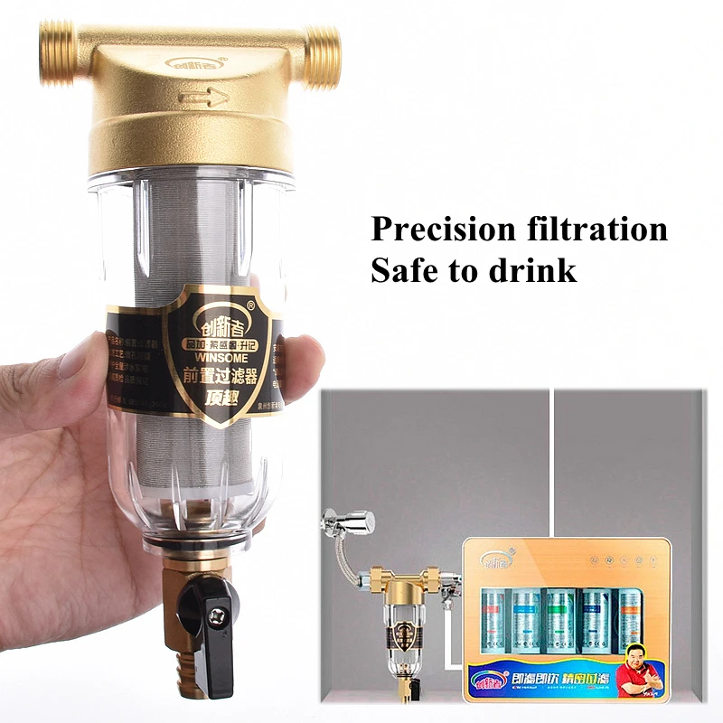 Reducteur De Pression Eau Avec Manometre, Filtre à Eau Raccord Domestique 3/4 Réducteur De Pression Réutilisable Pré-filtre Filtre à Sédiments Réducteur De Pression D'eau Laiton