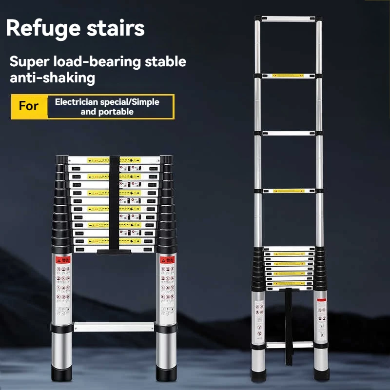 Klappbare Teleskopleiter für den Haushalt, 30-stufige Aluminiumleiter, tragbare gerade Leiter, 2,9 m/3,2 m, zusammenklappbare Teleskopleiter für den Haushalt