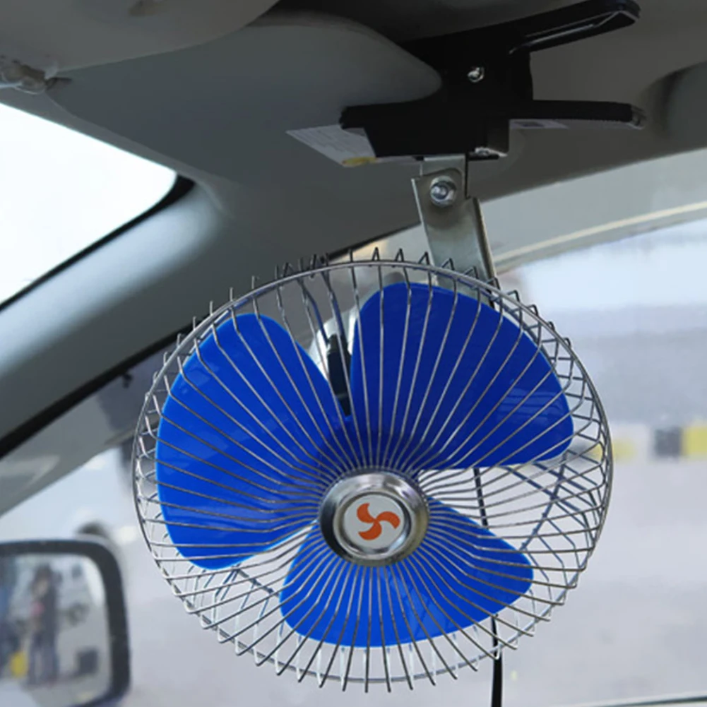 12V/24V Car Auto Cooling Fan Portable Vehicle Auto Car Oscillating Fan 25W Car Auto Fan Low Noise Truck Vehicle Air Cooler