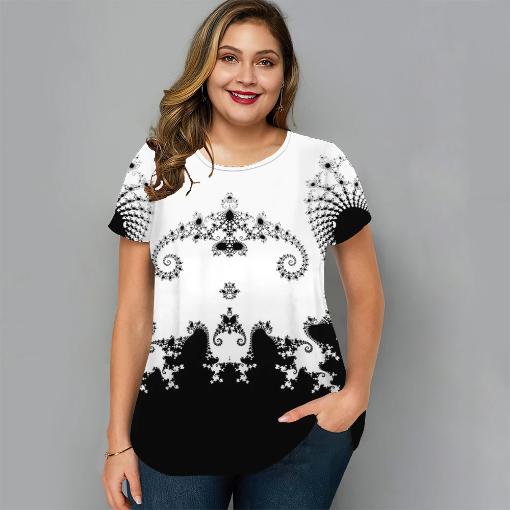 Floral T Shirt Für Frauen Übergroßen Y2k Mädchen Kleidung O Hals Mode Kurzarm Bluse Sommer Neue Streetwear Weibliche Casual tops