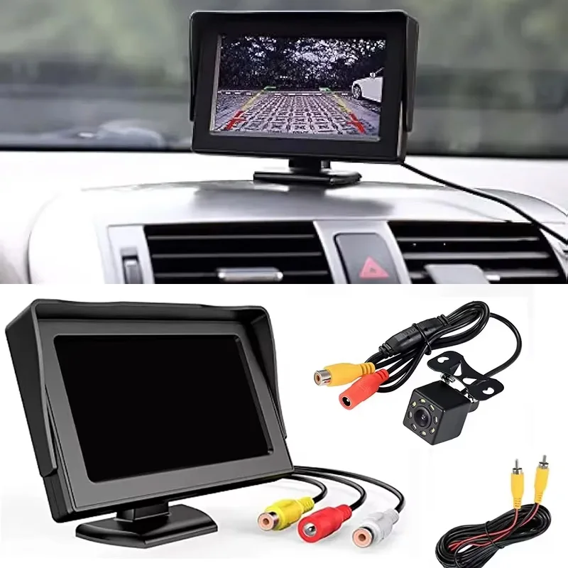 Telecamera per retromarcia per auto da 4,3 pollici con monitor per il parcheggio dei veicoli Telecamera per retromarcia HD universale Schermo LCD ad alta definizione