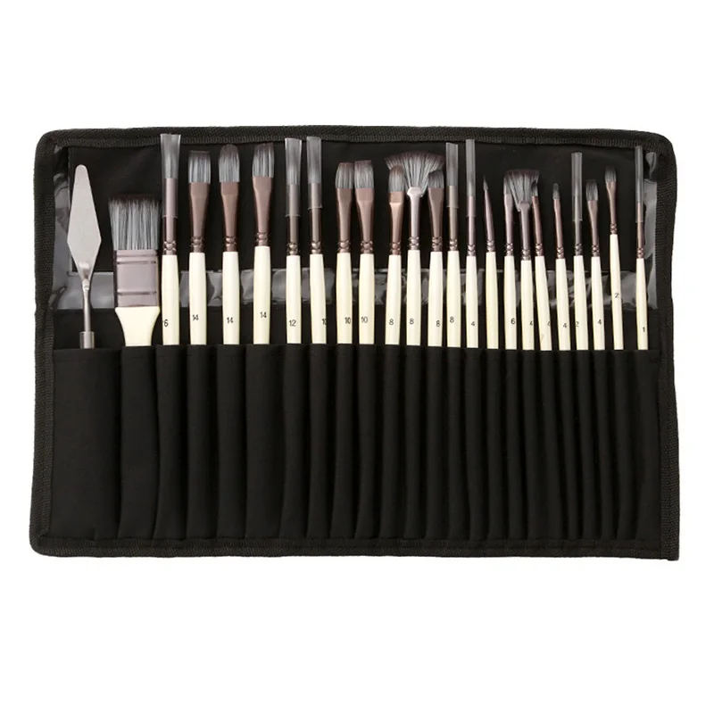 24 Pcs Brush Set Silver Gray Rod Pen Curtain Oil Brush Gouache Watercolor  Brush Pen Brush Nylon Wool Pens Student painting pen