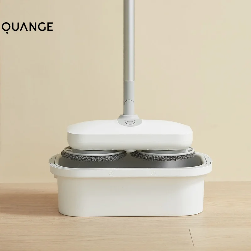 Quange Usb Wireless Electric Self Cleaning Microfiber Flat Spin Mop