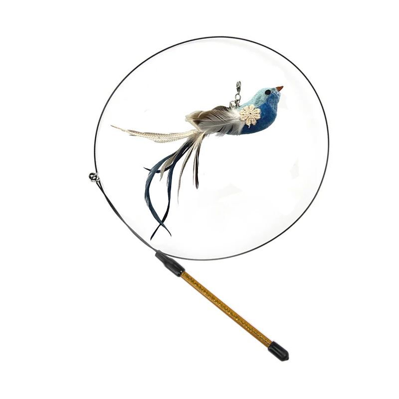 Simulation Bird interactive Cat Toy Funny Feather Bird with Bell Cat Stick Toy for Kitten Playing Teaser Wand Toy Cat Supplies 