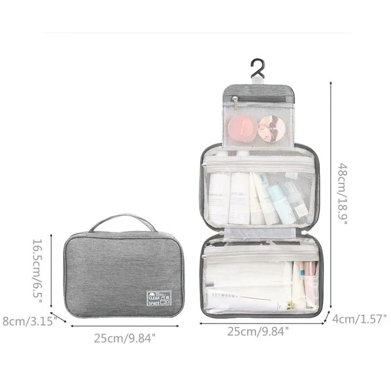 1pc Multi-Functional Travel Makeup Bag For Women Foldable Toiletry Bag Dry Wet Separation  Cosmetic Washing Storage Bag Girls 3