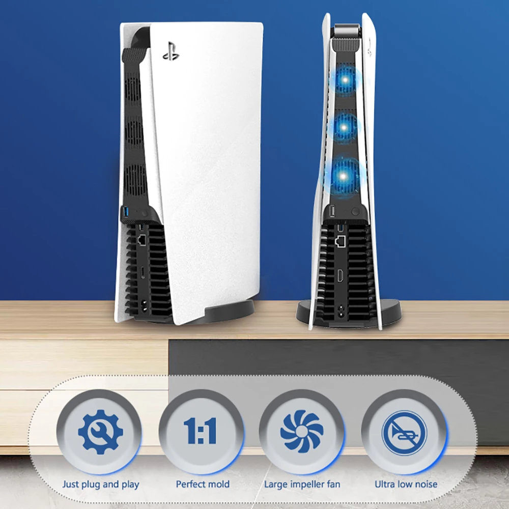 For PS5 Console Cooling Fans External Cooling Fan 3 Silent Fan Vertical Cooling Stand For Playstation5