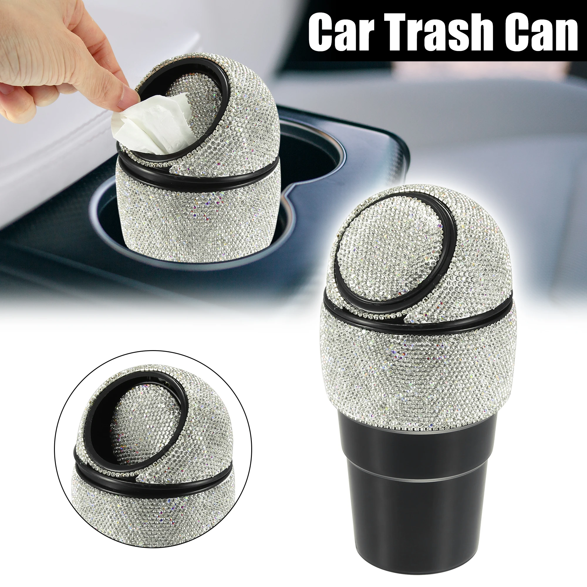 

Uxcell Хрустальная Автомобильная мусорная корзина Bling Diamond Автомобильная мусорная корзина контейнер Стразы Автоматическая мусорная корзина с реальным цветом
