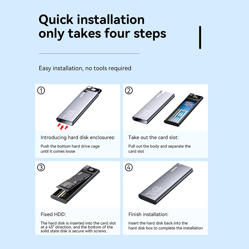  ϵ ̺ ڽ, M.2 SATA NVMe SSD ̽, 10Gbps ӵ, USB 3.2 C Ÿ ,  ޴ ϵ ũ ڽ, ϵ ̺ Ŭ