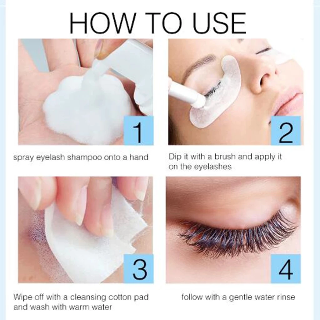 EyeLashes Cleanser Kit com Escova Bomba De Espuma De Limpeza Individual Pestana Extensรฃo Cola Shampoo Eye Lashes Removedor De Maquiagem