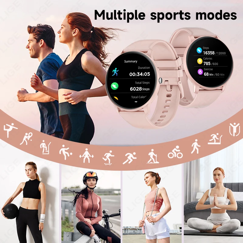 LIGE 2025 New Smart Watch Women Bluetooth Call Music Heart Rate Sport Fitness Watches Men Smartwatch Ladies Gift For Android iOS