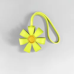Green PU Leather Sunflower Keychain & Pouch Set - Versatile Coin Purse, Earphone Holder, Cable Organizer & Bag Accessory Gift (Sunflower)