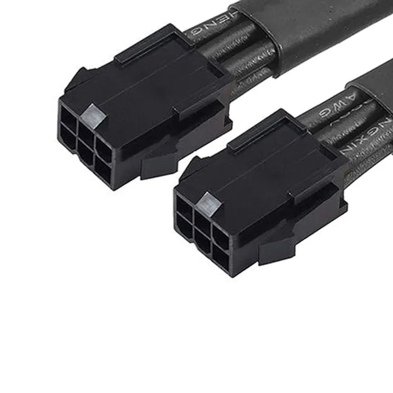 Dual 6 Pin Female To 8 Pin Male GPU Graphics Card Power Adapter Cable 18AWG Braided Sleeved Black 20cm