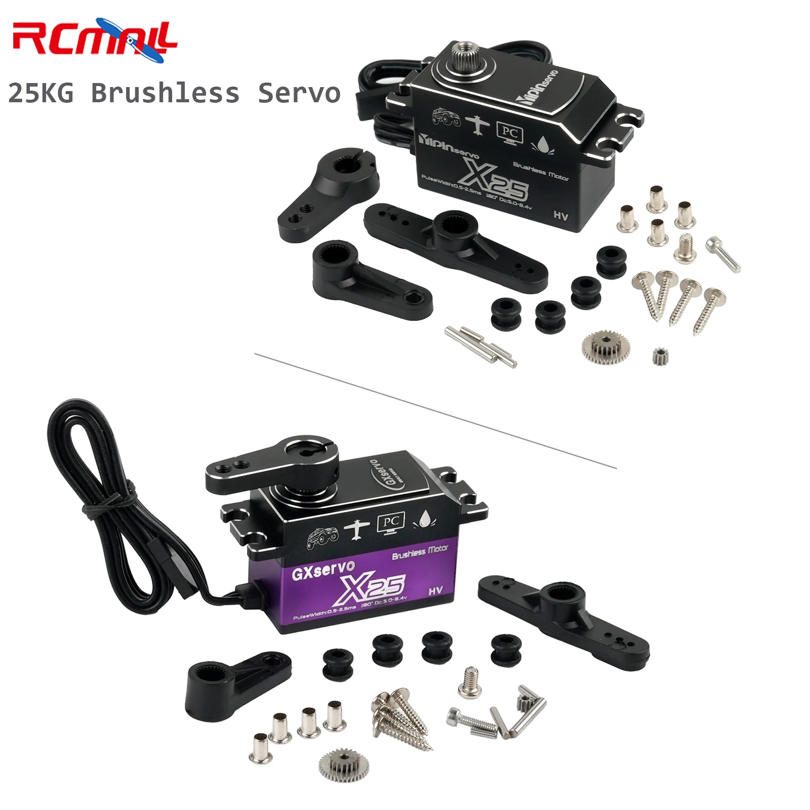 High Torque Full Metal Gear Waterproof Servo 25KG Brushless Digital Servo for Drift Car DIY Robot Aircraft Model