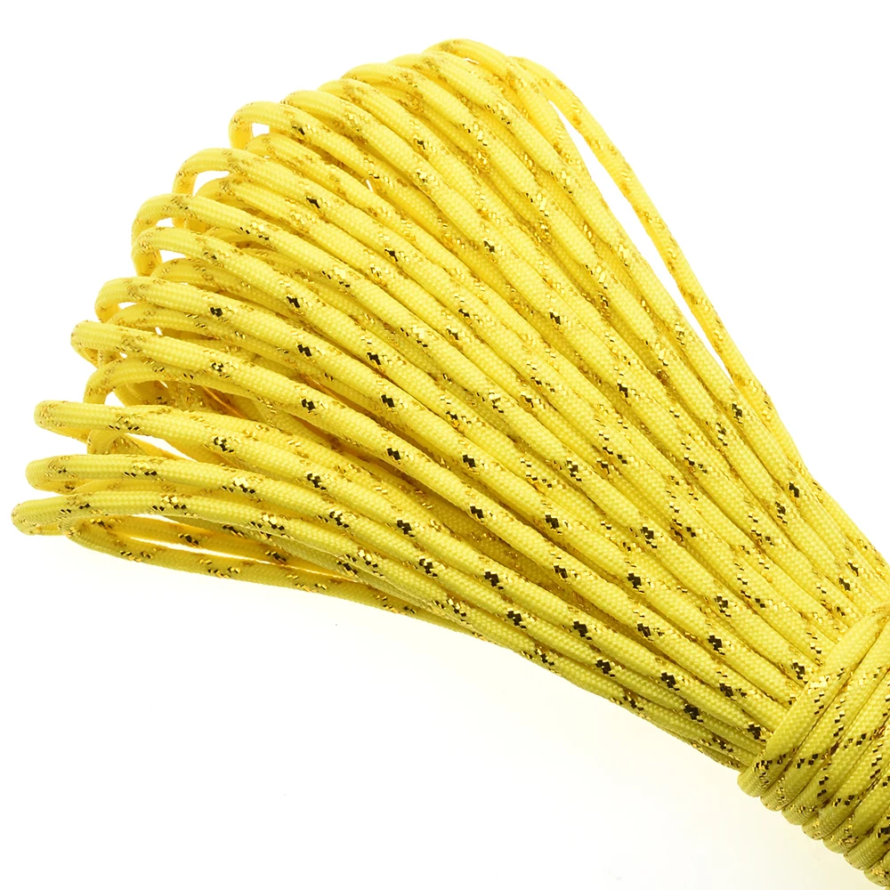 Gold & Silver 550 Paracord - Premium Mil-Spec Type III 7-Strand Core, 100 FT, 19 Vibrant Colors