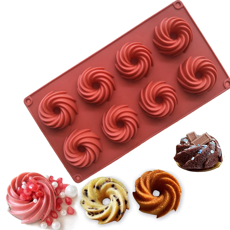 

Spiral Silicone Mold For Baking Mini Bundt Cake Pan Fluted Tube Jelly Making Tools Dessert Mousse Decorating Mould Fancy Donut