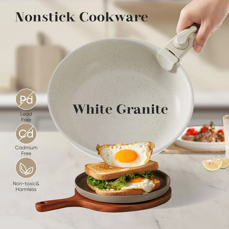 12 Non-Stick Cookware Suit with Removable Handle Dishwasher and Oven Available for Cleaning Induction Compatible non stick frying pan silicone cookware set non stick cookware set