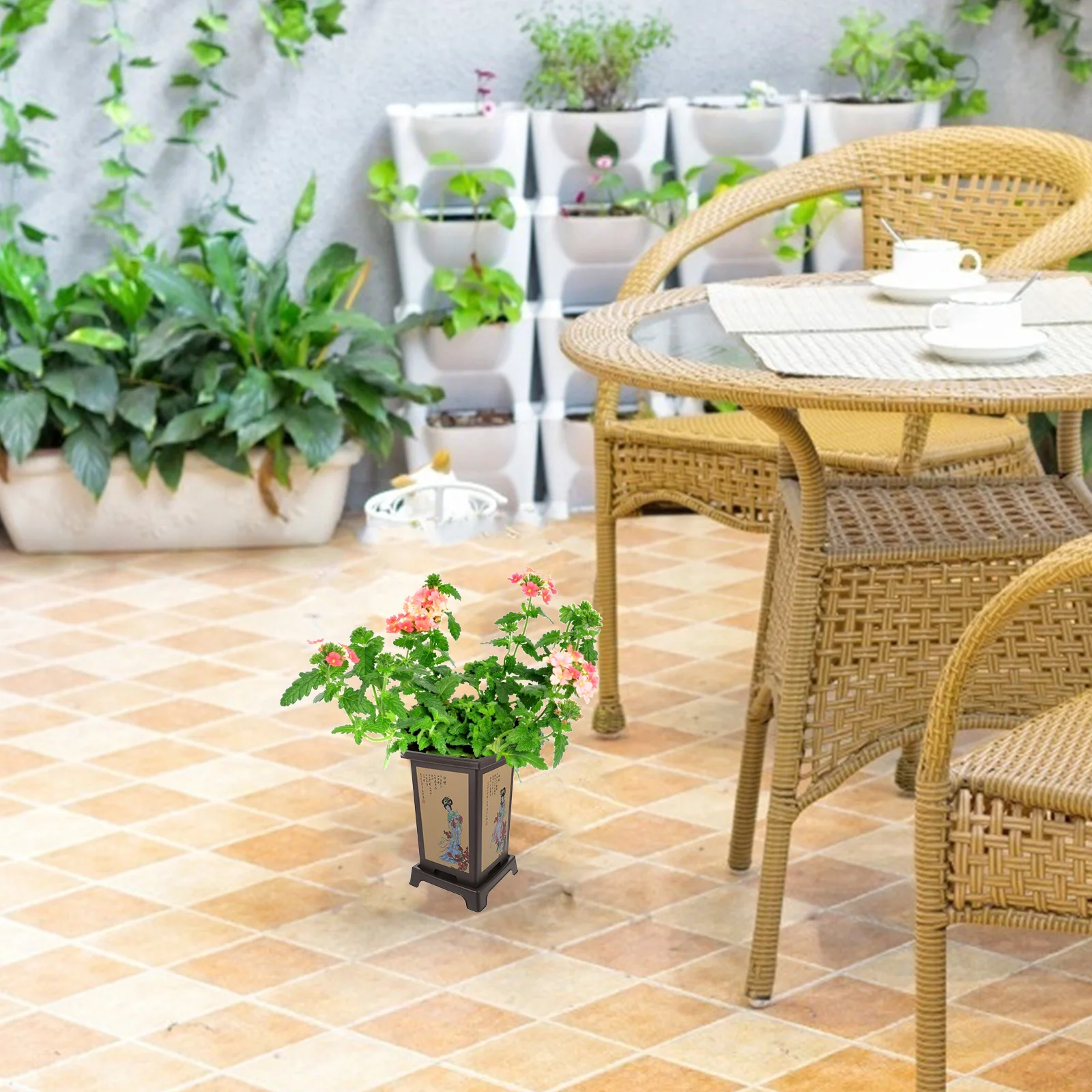 

Orchid Pot Spring Plants Indoor Planting Flowerpot Decorate Rounded Pots Holder Resin Planter for Planters