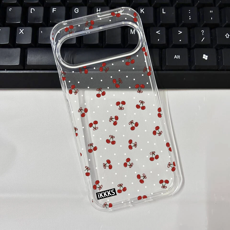 Red Cherry Floral Transparent Soft TPU Phone Case