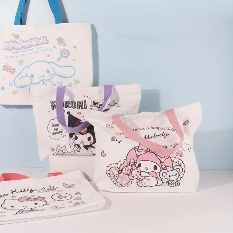 

New Kawaii Sanrio Kuromi Anime Tote Bag Cinnamoroll My Melody Cute Girls Birthday Gifts Cartoon Students Large Capacity Satchel