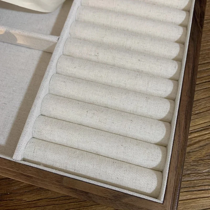 맞춤형 공장 가격 챔피언십 반지 6 슬롯 우드 그레인 탑 디스플레이 박스 반지 보석