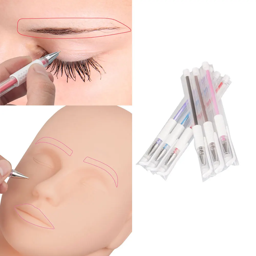 Tattoo Skin Marker Pen 1Pc Tattoo Skin Marker Pen White Black Pink Color Pen for Permanent Makeup Eyebrow Scribe Waterproof Brow Pencil Tattoo Tools