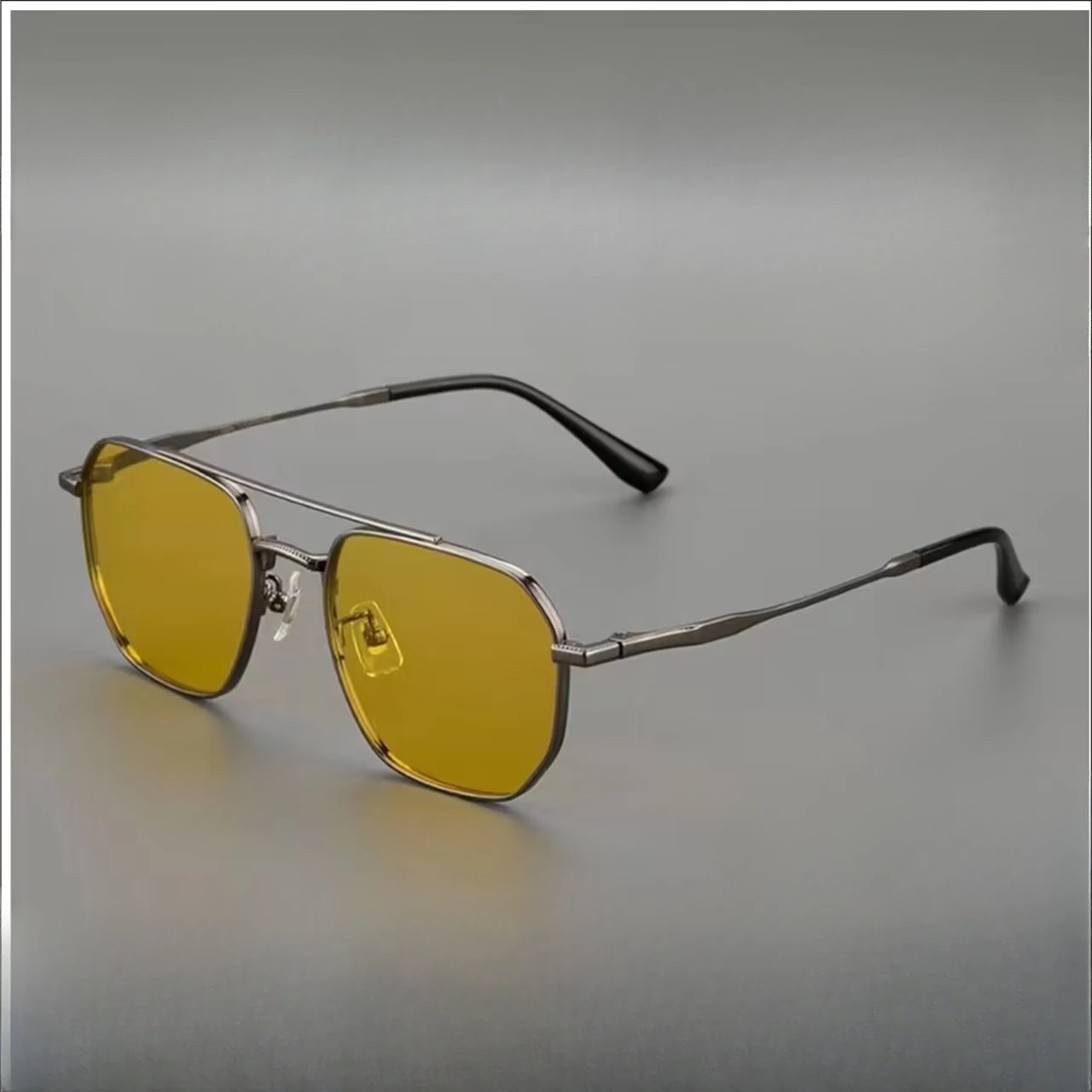 

Pure Titanium Sunglasses Men's Double Beam Driving Glasses UV Resistant Classic Retro Sunglasses Pure Titanium Polarizing Lenses
