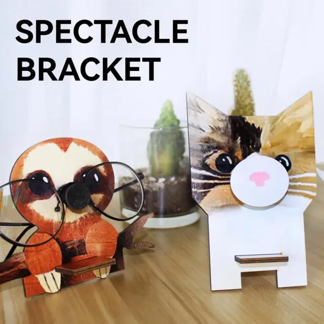 SALE Wooden Animal Glasses Holder Stand Fox Cute Pet Spectacle Organizer Sunglasses Eyeglass Display Home Office