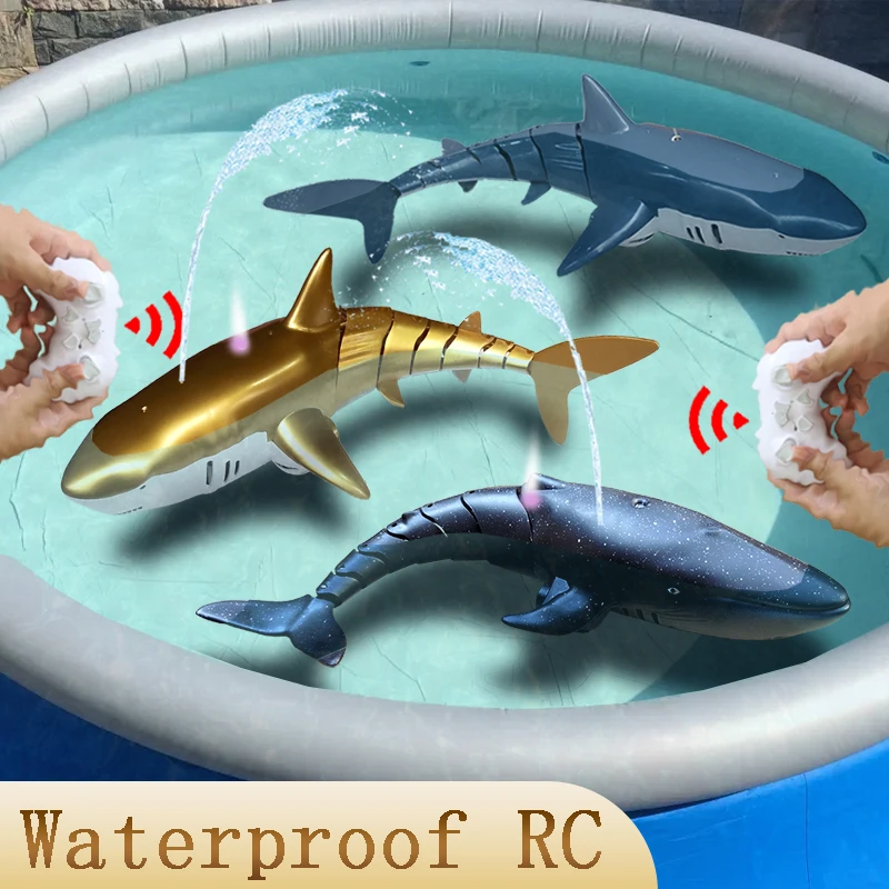 Rc Shark Boy Bath Toy Per Kid Girl Child Simulation Water Spray Telecomando Whale Animal Boat Sottomarino Fish Robot Pool Beach