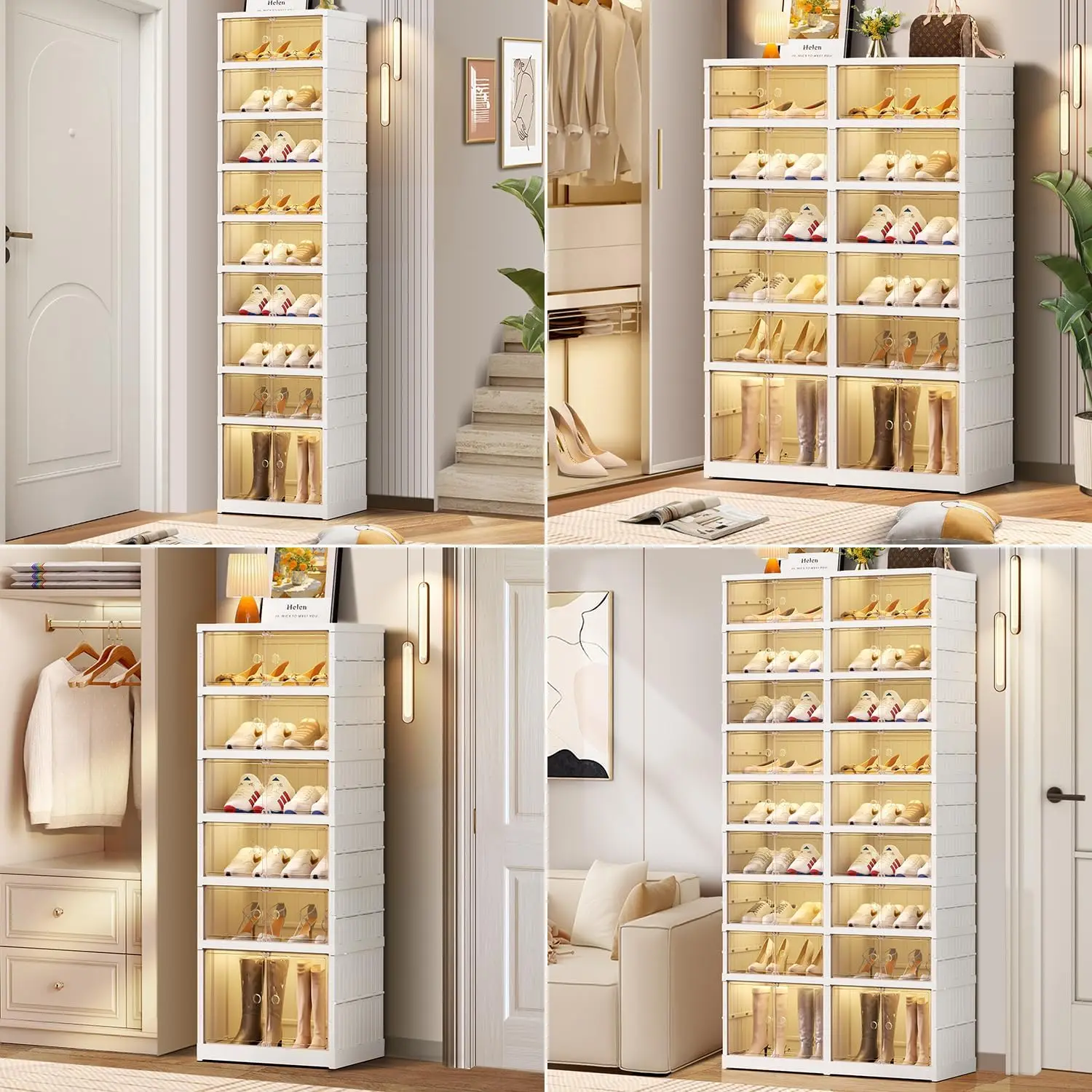 9-Tier  Shoe Rack Organizer for Closet  Plastic Shoe Shelf Collapsible Shoes Storage Box Clear Shoe Boxes Stackab 5