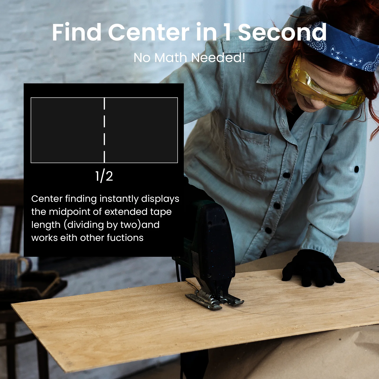 마일리시 2-in-1 디지털 줄자 DT20 5m 충전식 측정 도구, 거리/면적/부피 측정용