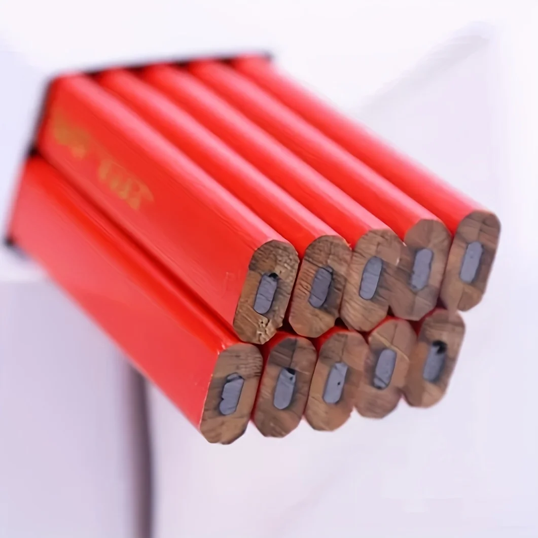 10pcs Black Lead Carpenter Pencils DIY Builder Joiners Woodworking Craft Thick Core Flattened Mark Custom Office Stationery 5