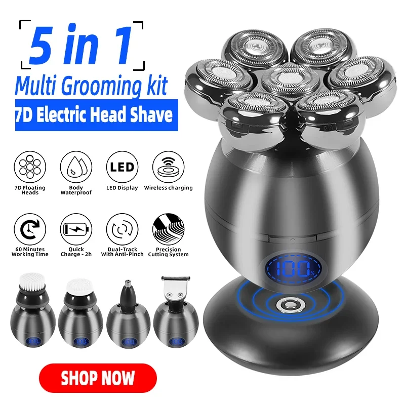 Replacement Cutter Head For Electric Shaver Razor For Men Beard Trimmer Wet and Dry 7D Floating Heads Blade 1/2/3/4pcs 2