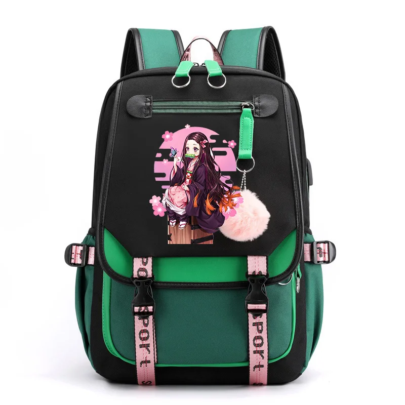 Anime Demon Slayer Backpack Kawaii School Bags Girls Boy Manga Cartoon Large Capacity Bookbag for Teenager USB Charging Backpack 5