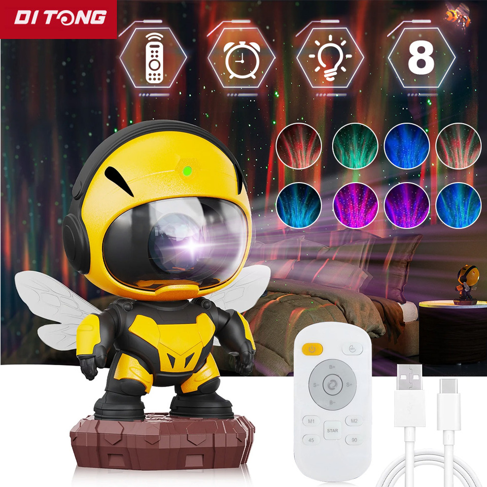 Bee Galaxy Projector,Star Projector Galaxy Night Light,Starry Nebula Ceiling LED Lamp with Timer and Remote ,Kids Room Decor