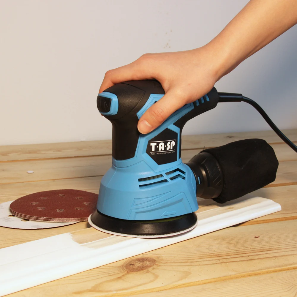 TASP 300W Random Orbital Electric Sander Machine Variable Speed Sanding Tools with Hybrid Dust Canister & 5pcs 125mm Sandpapers electric sander sanding paper