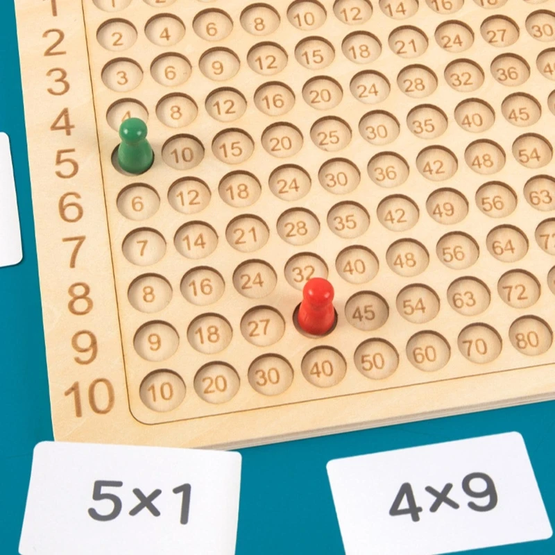 1 Set Montessori Wooden Arithmetic Math Board Toy Multiplication 9X9 Sensory Enlightenment Competitive Puzzle Kids Favor Gift