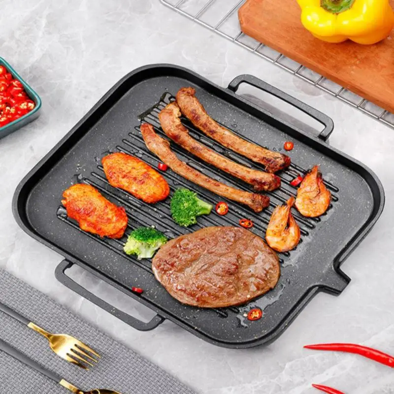 Grill Pan For Induction Cooktop Black BBQ Grill Pan Non Stick Maifanshi  Camping Grill Pan for Kitchen Restaurant Dishwasher - AliExpress